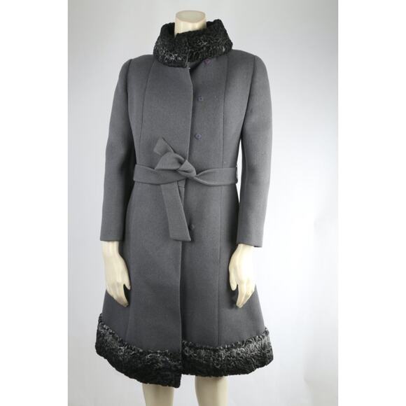 Vintage Lepshire Gray Mongolian Fur Belted Coat Jacket Women’s Size S Luxury - Picture 5 of 15